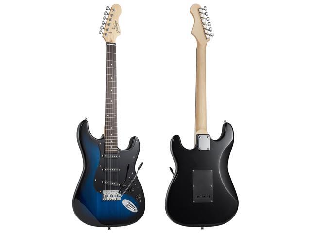 Ashthorpe 39-Inch Electric Guitar (Blue-Black), Full-Size Guitar Kit with Padded Gig Bag, Tremolo Bar, Strap, Strings, Cable, Cloth, Picks