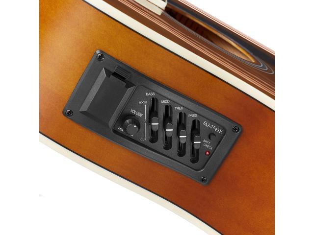 Ashthorpe Full-Size Dreadnought Acoustic Electric Guitar Package with 10 Watt Amp - Brown