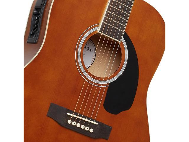 Ashthorpe Full-Size Dreadnought Acoustic Electric Guitar Package with 10 Watt Amp - Brown