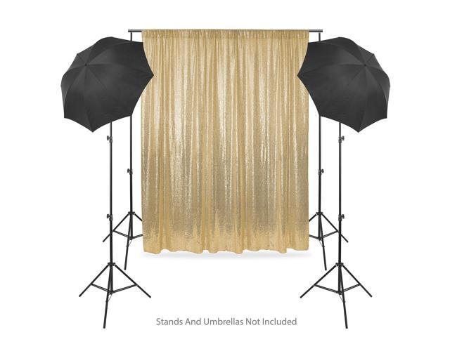 Lann's Linens (Set of 4) Sequin Photography Backdrop Curtains, Gold - 2ft x 8ft Tall Glitter Background Panels for Wedding, Party or Photo Booth