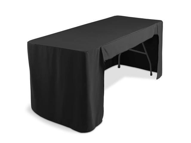 Lann's Linens Premium 6' Trade Show Table Cover - Open Back Fitted Tablecloth - Black
