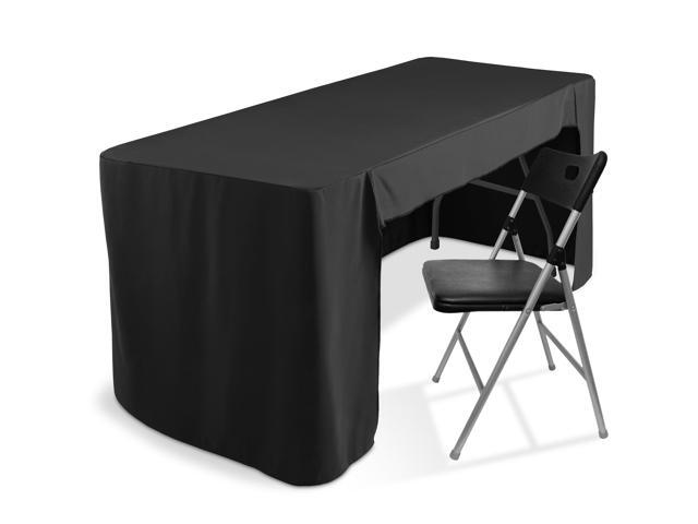 Lann's Linens Premium 6' Trade Show Table Cover - Open Back Fitted Tablecloth - Black