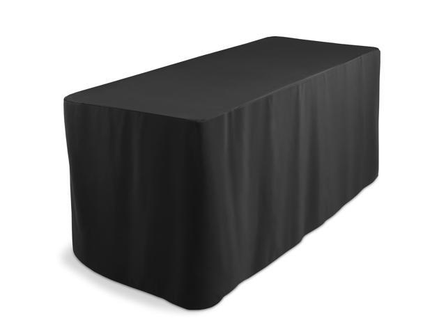 Lann's Linens Premium 6' Trade Show Table Cover - Open Back Fitted Tablecloth - Black
