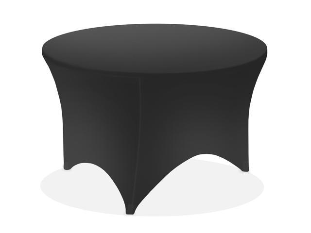 Lann's Linens Premium 6' (72-inch) Round Spandex Tablecloth - Stretch Fitted Table Cover - Black