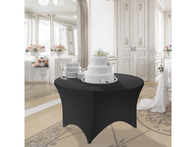 Lann's Linens Premium 6' (72-inch) Round Spandex Tablecloth - Stretch Fitted Table Cover - Black