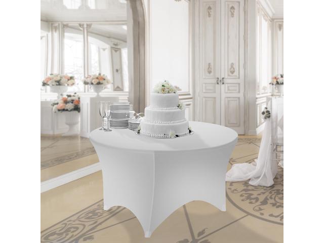 Lann's Linens Premium 6' (72-inch) Round Spandex Tablecloth - Stretch Fitted Table Cover - White