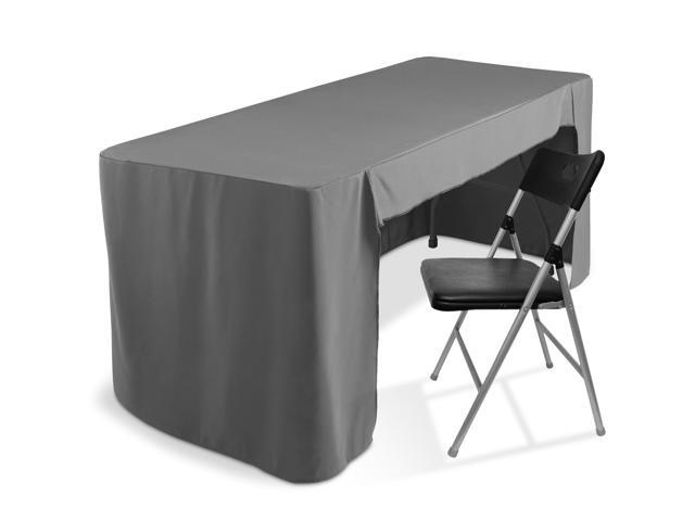 Lann's Linens Premium 6' Trade Show Table Cover - Open Back Fitted Tablecloth - Gray