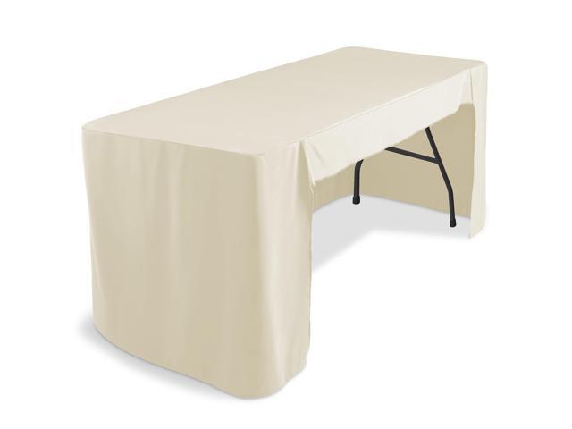 Lann's Linens Premium 6' Trade Show Table Cover - Open Back Fitted Tablecloth - Ivory