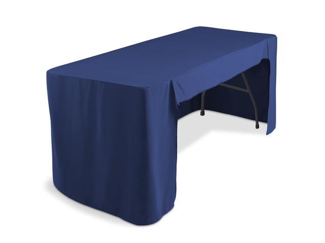 Lann's Linens Premium 6' Trade Show Table Cover - Open Back Fitted Tablecloth - Navy Blue