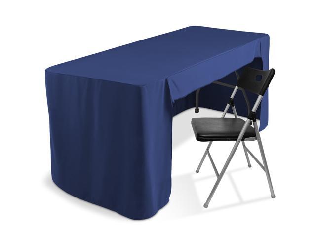 Lann's Linens Premium 6' Trade Show Table Cover - Open Back Fitted Tablecloth - Navy Blue