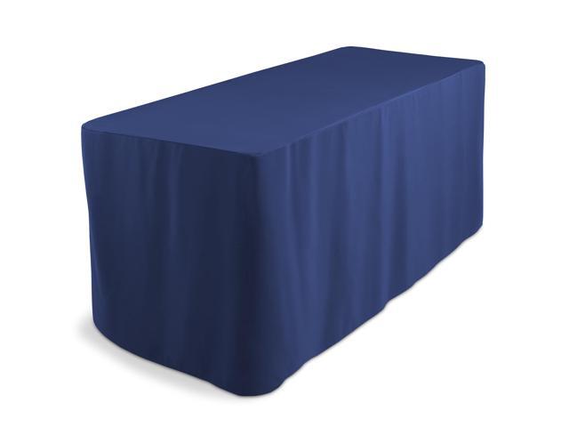 Lann's Linens Premium 6' Trade Show Table Cover - Open Back Fitted Tablecloth - Navy Blue