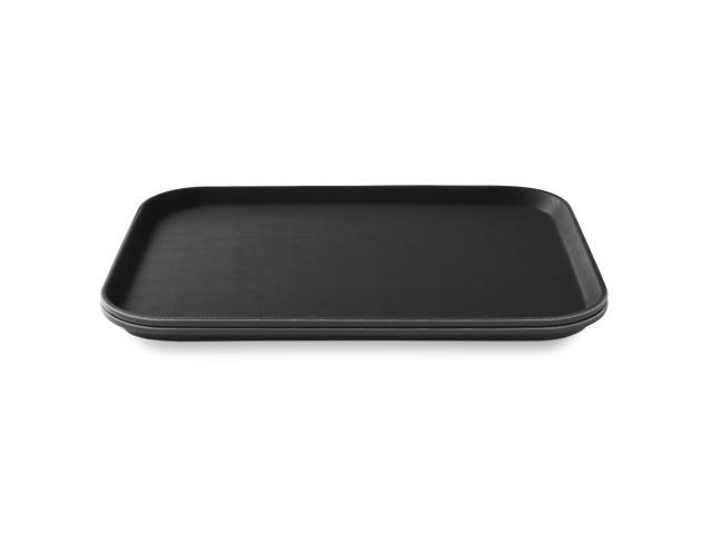 Jubilee 10' x 14' Rectangular Restaurant Serving Trays (Set of 2), Black - NSF Certified Non-Slip Food Service Tray