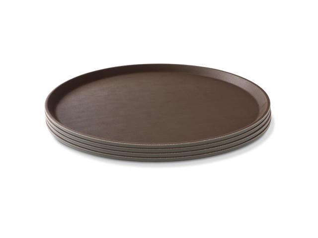 Jubilee (Set of 4) 18' Round Restaurant Serving Trays, Brown - NSF Certified Non-Slip Food Service Tray