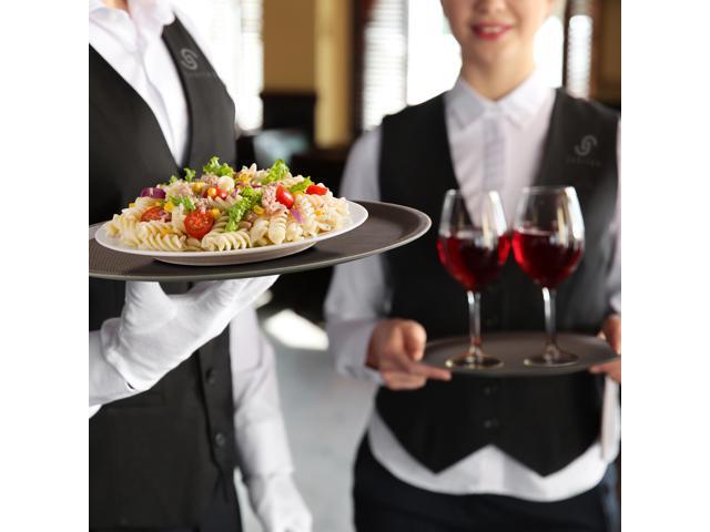 Jubilee (Set of 4) 18' Round Restaurant Serving Trays, Brown - NSF Certified Non-Slip Food Service Tray