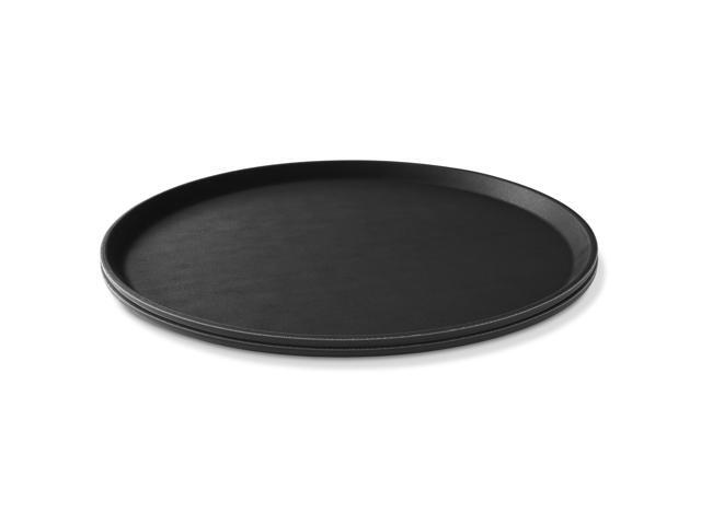 Jubilee 18' Round Restaurant Serving Trays (Set of 2), Black - NSF Certified Non-Slip Food Service Tray