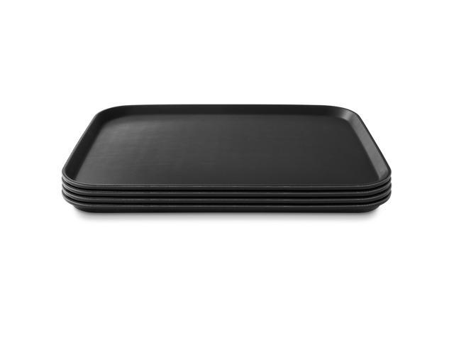 Jubilee (Set of 4) 16' x 22' Rectangular Restaurant Serving Trays, Black - NSF Certified Non-Slip Food Service Tray