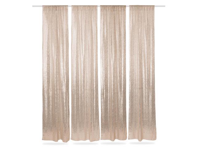 Lann's Linens (Set of 4) Sequin Photography Backdrop Curtains, Rose Gold - 2ft x 8ft Tall Glitter Background Panels for Wedding, Party or Photo Booth