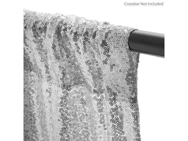 Lann's Linens (Set of 4) Sequin Photography Backdrop Curtains, Silver - 2ft x 8ft Tall Glitter Background Panels for Wedding, Party or Photo Booth