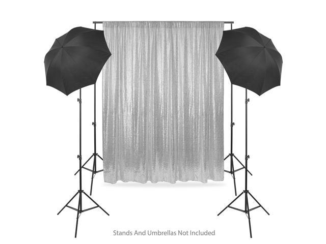 Lann's Linens (Set of 4) Sequin Photography Backdrop Curtains, Silver - 2ft x 8ft Tall Glitter Background Panels for Wedding, Party or Photo Booth