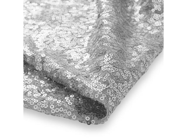 Lann's Linens (Set of 4) Sequin Photography Backdrop Curtains, Silver - 2ft x 8ft Tall Glitter Background Panels for Wedding, Party or Photo Booth