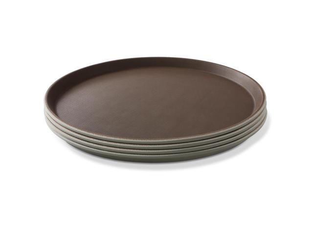 Jubilee (Set of 4) 14' Round Restaurant Serving Trays, Brown - NSF Certified Non-Slip Food Service Tray