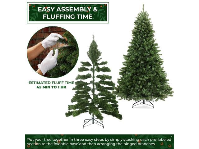 Casafield 7.5FT Realistic Green Spruce Unlit Artificial Holiday Christmas Tree with Sturdy Metal Stand