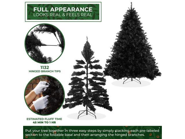 Casafield 6FT Black Spruce Artificial Holiday Christmas Tree with Sturdy Metal Stand