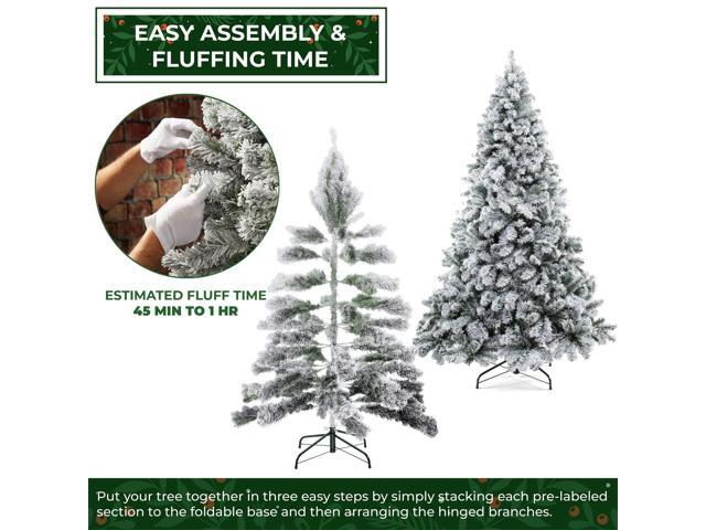 Casafield 6FT Realistic Snow-Flocked Pine Unlit Artificial Holiday Christmas Tree with Sturdy Metal Stand