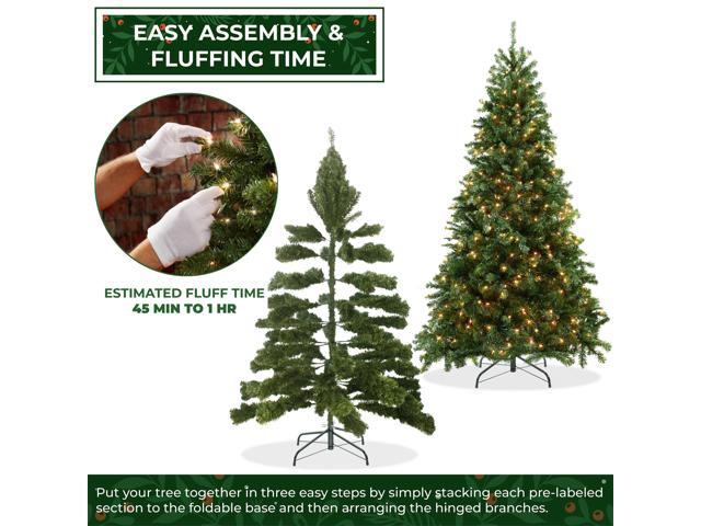 Casafield 9FT Realistic Pre-Lit Green Spruce Artificial Holiday Christmas Tree with Sturdy Metal Stand
