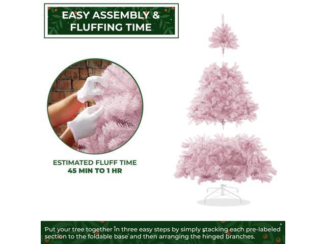Casafield 7.5FT Pink Spruce Artificial Holiday Christmas Tree with Sturdy Metal Stand