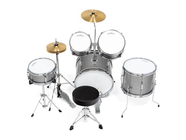 Ashthorpe 5-Piece Complete Junior Drum Set with Genuine Brass Cymbals - Advanced Beginner Kit with 16' Bass, Adjustable Throne, Cymbals, Hi-Hats,...