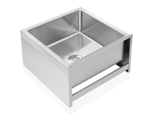 GRIDMANN Stainless Steel Floor Mop Sink - 24' x 24' x 13' with Backsplash, NSF Certified