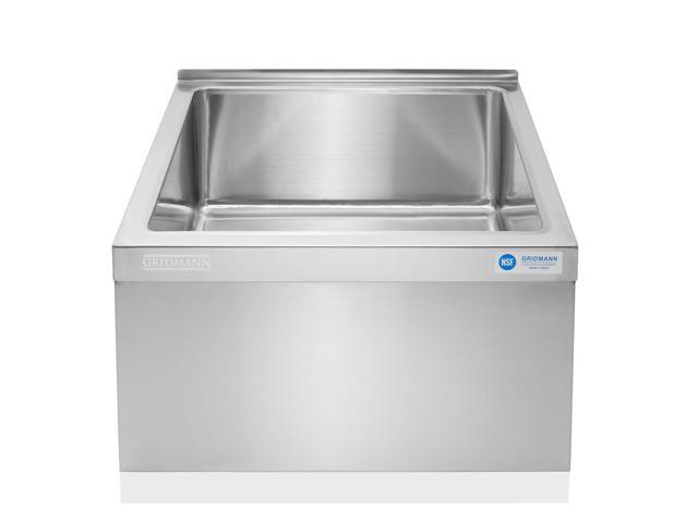 GRIDMANN Stainless Steel Floor Mop Sink - 24' x 24' x 13' with Backsplash, NSF Certified