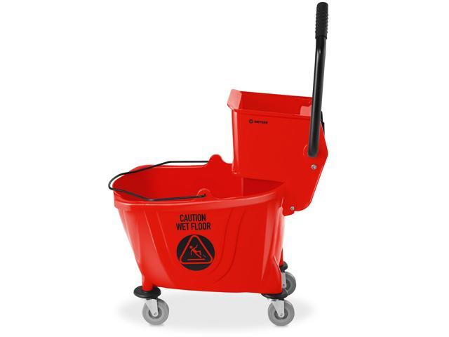 Dryser Commercial Side Press Wringer Combo Mop Bucket, 33 Quart, Red