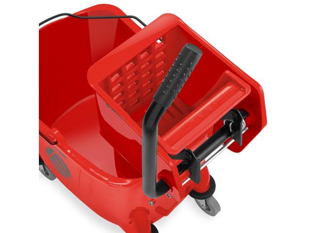 Dryser Commercial Side Press Wringer Combo Mop Bucket, 33 Quart, Red