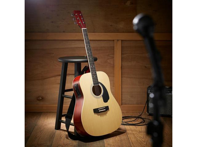 Ashthorpe Full-Size Dreadnought Acoustic-Electric Guitar Bundle - Premium Tonewoods - Natural