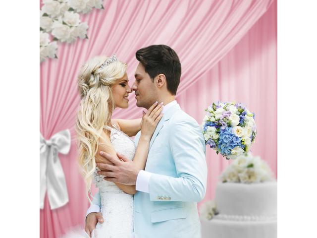 Lann's Linens (Set of 2) Photography Backdrop Curtains, Pink - 5ft x 10ft Tall Split Background for Wedding, Party or Photo Booth