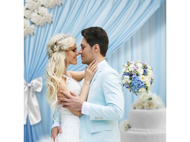 Lann's Linens (Set of 2) Photography Backdrop Curtains, Baby Blue - 5ft x 7ft Tall Split Background for Wedding, Party or Photo Booth