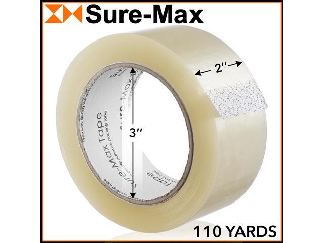 Sure-Max Premium Carton Packing Tape 2.0 mil 330 Feet (110 yards) - Clear - 1 Case (36 Rolls Total)