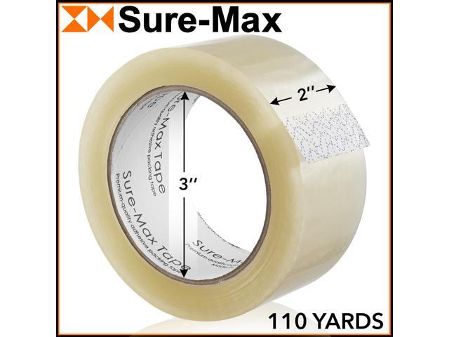 Sure-Max Premium Carton Packing Tape 1.8 mil 330 Feet (110 yards) - Clear - 12 Rolls