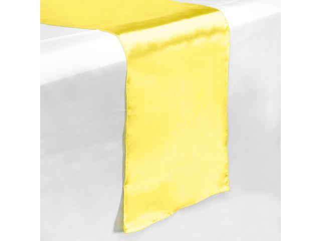 Lann's Linens - 5 Satin 12' x 108' Dining Room Table Runners for Wedding, Reception or Party - Yellow