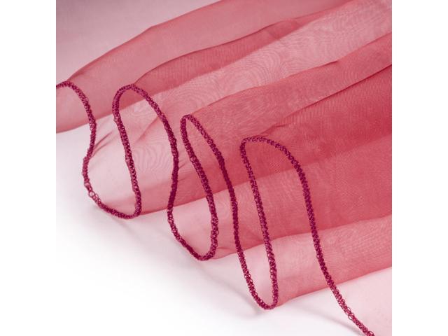 Lann's Linens - 5 Organza Overlay Table Toppers - 72' Square Tablecloth Covers for Wedding, Reception or Party - Burgundy