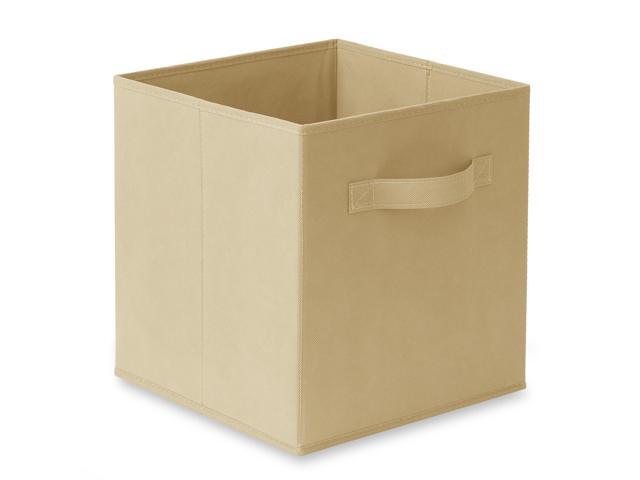 Casafield Set of 12 Collapsible Fabric Cube Storage Bins, Sandy Beige - 11' Foldable Cloth Baskets for Shelves, Cubby Organizers & More
