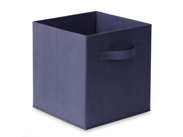 Casafield Set of 12 Collapsible Fabric Cube Storage Bins, Navy Blue - 11' Foldable Cloth Baskets for Shelves, Cubby Organizers & More