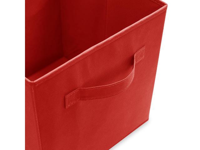 Casafield Set of 12 Collapsible Fabric Cube Storage Bins, Red - 11' Foldable Cloth Baskets for Shelves, Cubby Organizers & More