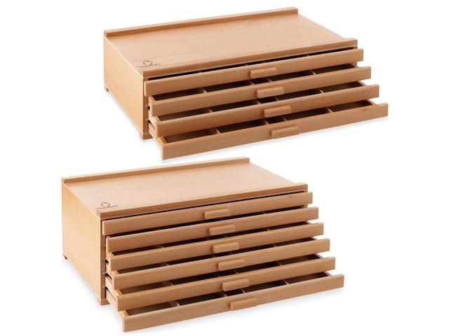 7 Elements 10 Drawer Wooden Artist Storage Supply Box for Pastels, Pencils, Pens, Markers, Brushes and Tools