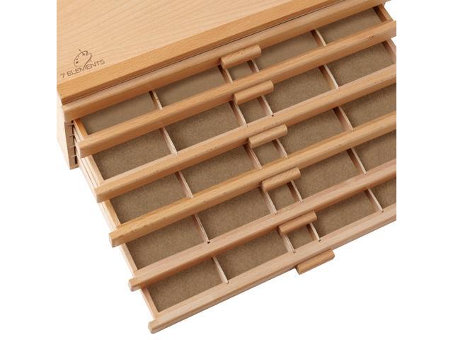 7 Elements 10 Drawer Wooden Artist Storage Supply Box for Pastels, Pencils, Pens, Markers, Brushes and Tools