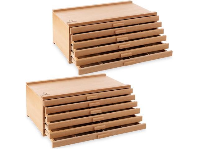 7 Elements 12 Drawer Wooden Artist Storage Supply Box for Pastels, Pencils, Pens, Markers, Brushes and Tools