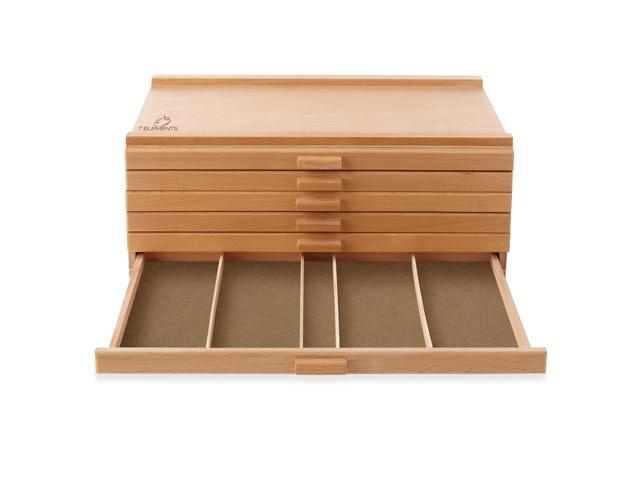 7 Elements 12 Drawer Wooden Artist Storage Supply Box for Pastels, Pencils, Pens, Markers, Brushes and Tools
