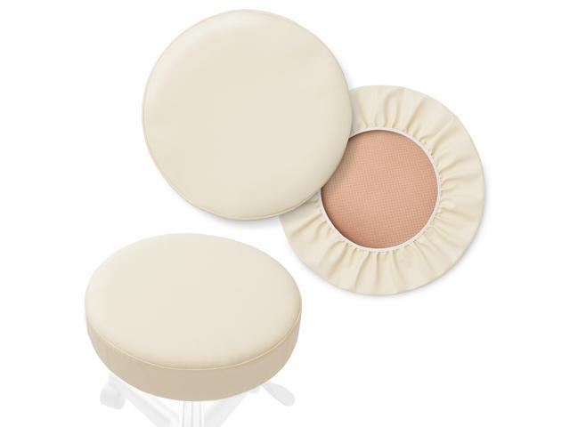 Saloniture 2-Pack Round Stool Seat Cover, 13-1/2 Inch Waterproof Slipcover for Swivel Chair or Barstool - Cream